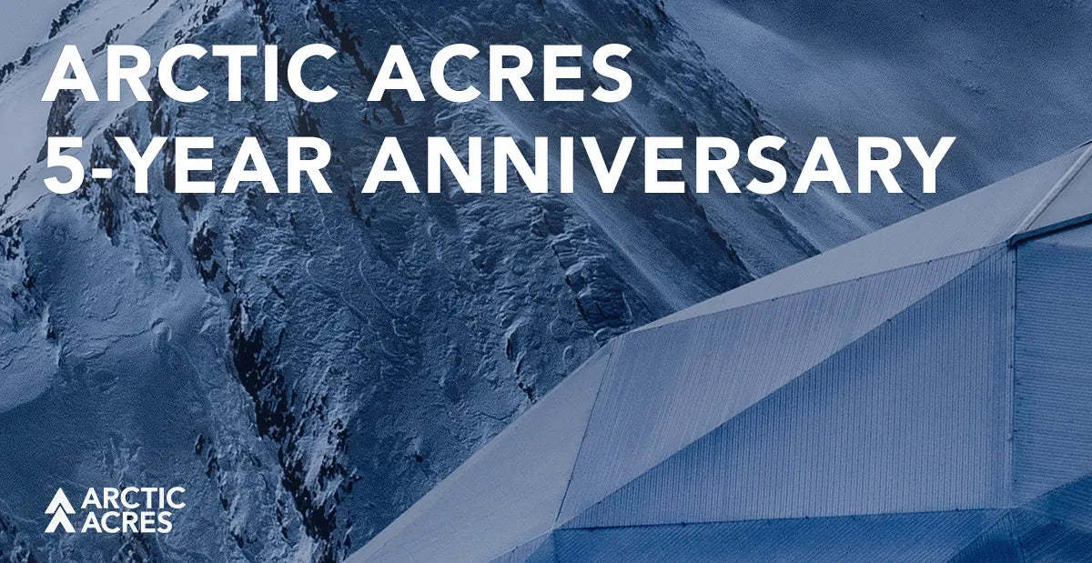 Arctic Acres 5-year anniversary banner