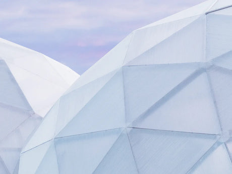 The triangulated geodesic shell of two Growing Domes