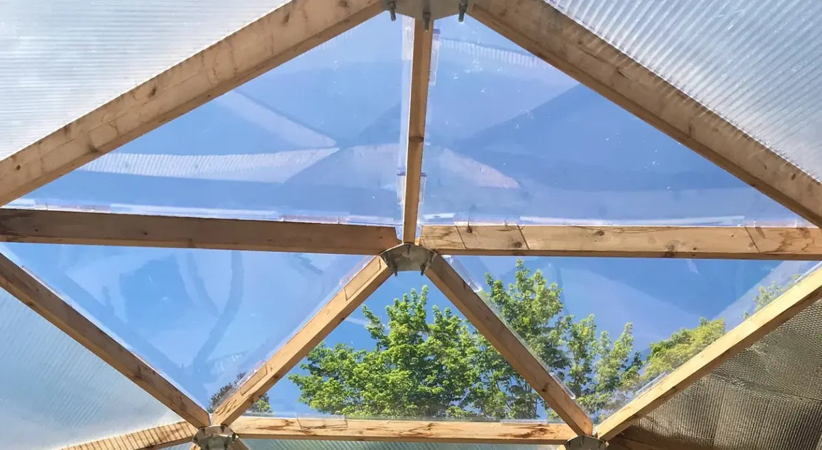 Clear skylight panels seen from inside the dome