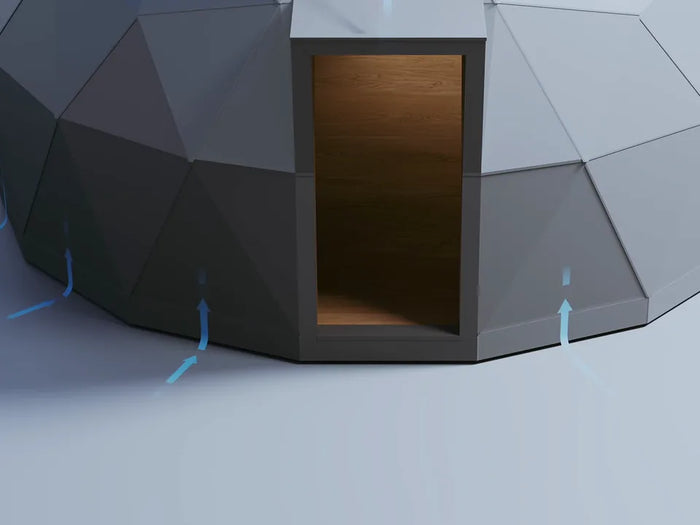 Air entering the GeoHome shell through the perimeter vents