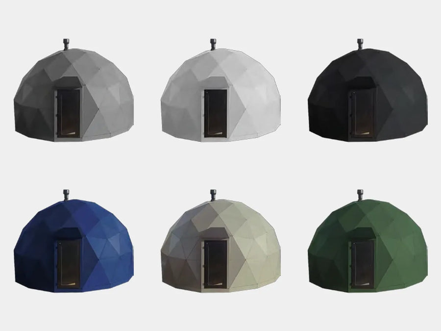 GeoHome in the six shell colours: Space Grey, Tundra White, Eclipse Black, Glacier Blue, Harvest Gold and a custom colour