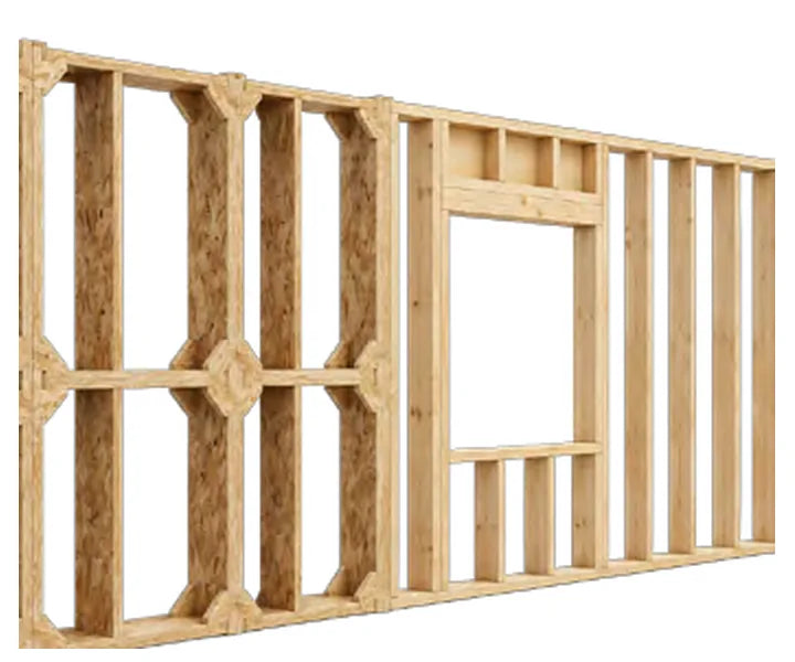A LockFrame wall with a stick-framed window opening