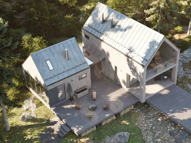 Aerial render of a 4,000 sq ft LockFrame home