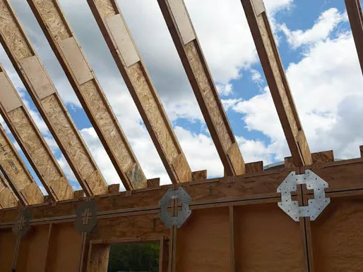 LockFrame roof framing in TimberStrand LSL seen from inside